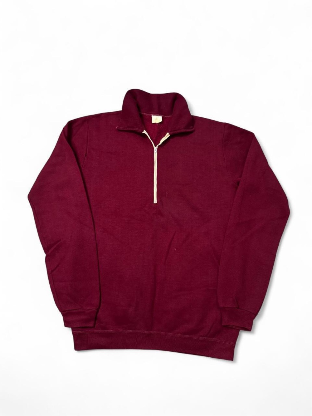 VTG 60s 70s Sears perma prest talon zip quarter zip sweatshirt acrylic maroon XL